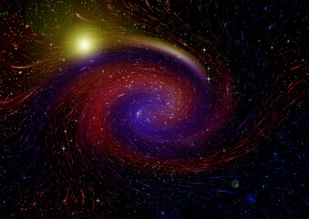 Stars. of a planet and galaxy in a free space Elements of this image furnished by NASA