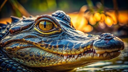 Fototapeta premium Majestic Gator Portrait: Close-up of an American Alligator in its Natural Habitat