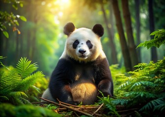 Obraz premium Majestic Giant Panda in Forest Habitat - Cinematic Macro Photography