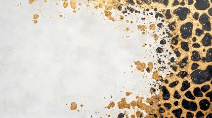 Abstract Animal Print Fused with Opulent Baroque Gold Elements on Elegant White Background