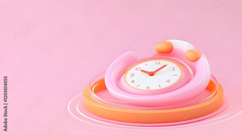 Poster circular timer on lavender background,representing time tracking and productivity
