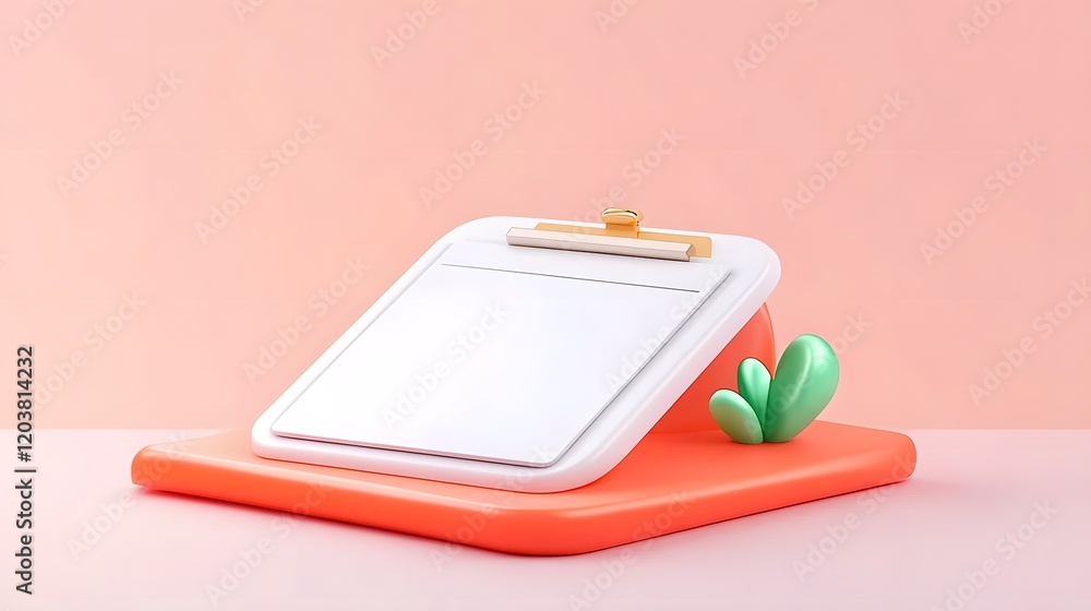 Aufkleber minimal checklist clipboard on pale pink gradient backdrop symbolizing task prioritization