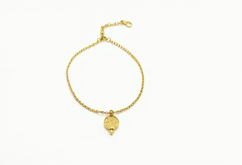 gold necklace isolated on white background
