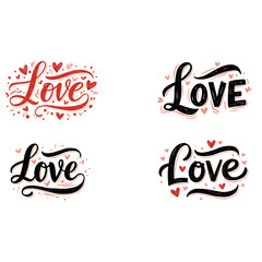 Stylish Hand-Lettered 'Love' Phrases in Four Unique Romantic Fonts &ndash; PNGs with Transparent Backgrounds for Social Media & Marketing