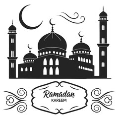 Ramadan Kareem background with mosque silhouette vector illustration