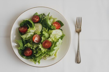 Simple Green Salad with Tomatoes and Cucumber