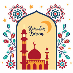 ramadan kareem islamic design silhouette vector illustration design