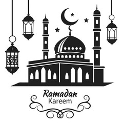 Silhouette of Ramadan Kareem background vector illustration design