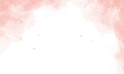 Pastel pink watercolor paint brush glitter gold with golden , dots and stains. Pastel marble alcohol ink drawing effect. pink texture design element for wedding invitation.