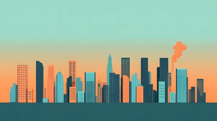 Fototapeta premium Urban Skyline Infographic:Visualizing the Link Between City Growth and CO2 Emissions