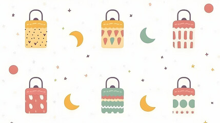 islamic ramadan copy space banner with lantern and moon