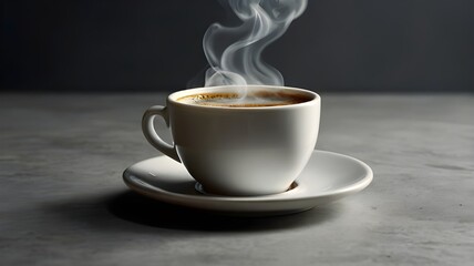 Realistic photo of a cup of hot coffee with smoke rising