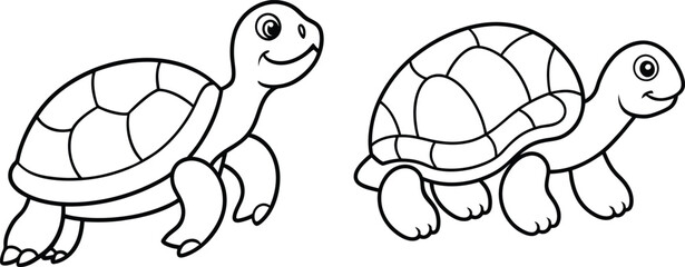 Coloring book Turtle line art illustration