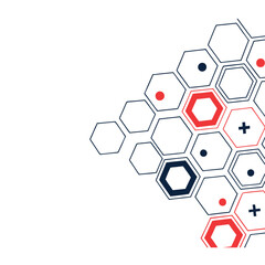 A clean and modern medical abstract background featuring a repeating hexagonal pattern.