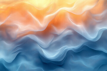 Obraz premium An abstract background with a delicate fabric texture resembling liquid silk and pearl. Shades of gray, beige, yellow, soft blue, and silver blend seamlessly, creating soft gradients 