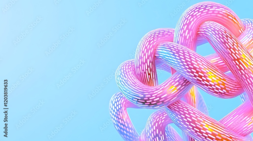 Poster clean and stylish dense cluster of neon light elements on blue background