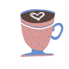 A fragrant coffee cup topped with an elegant heart made of milk foam. The perfect symbol of warmth, love, and romance for a delightful morning mood