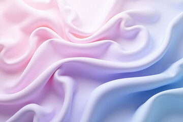 Obraz premium Close-up of luxurious, flowing silky fabric, transitioning from soft pinks to vibrant blues, showcasing an elegant gradient texture that exudes sophistication and style