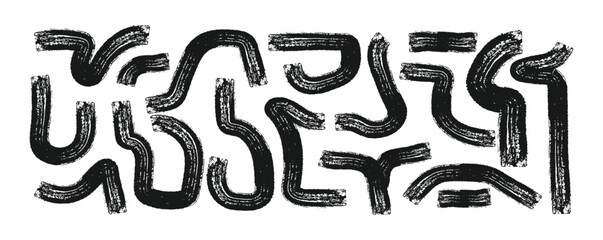 Brush drawn rectangles and asterisk. Hand drawn vector geometric shapes, stripes and lines. Vector trendy illustration.