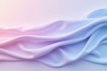 Obraz premium Close-up of luxurious, flowing silky fabric, transitioning from soft pinks to vibrant blues, showcasing an elegant gradient texture that exudes sophistication and style