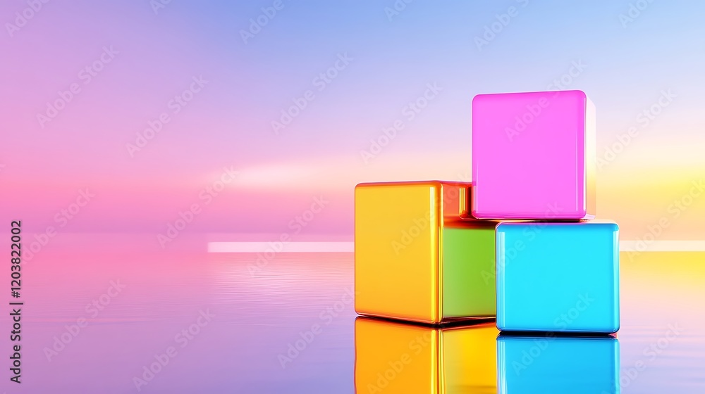 Aufkleber abstract arrangement of colorful blocks against a soft background