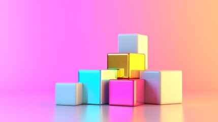 Obraz premium Clean and Abstract Arrangement of Colorful Blocks on Soft Background