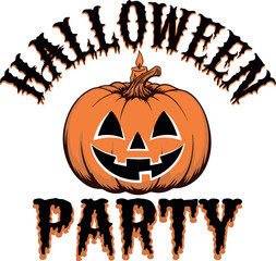 Halloween party T-shirt design, Happy Halloween lettering and pumpkins. 