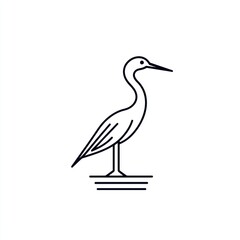 Fototapeta premium Minimalist line art heron silhouette