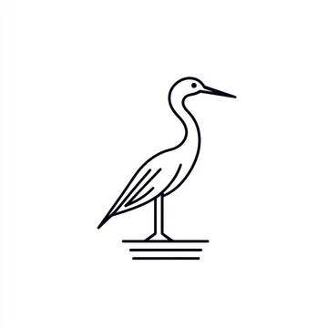 recommend clip art: Minimalist line art heron silhouette