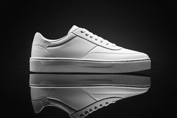 Minimalist white sneaker on a black background