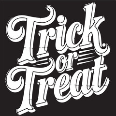 Trick or treat T-shirt design, Happy Halloween, trick or treat text, pumpkin hat smile, balloons,