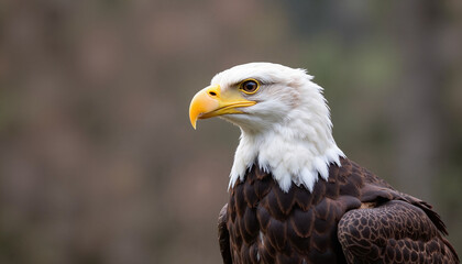 Obraz premium Bald eagle head portrait with a soft blurred background