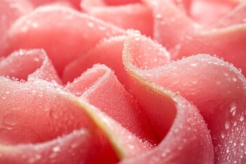 Closeup of pastel pink rose petals with soft lighting
