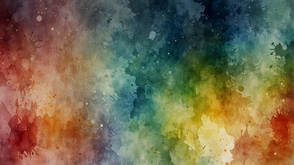 Fototapeta premium Colorful watercolor abstract background with blended hues and splashes for artistic projects