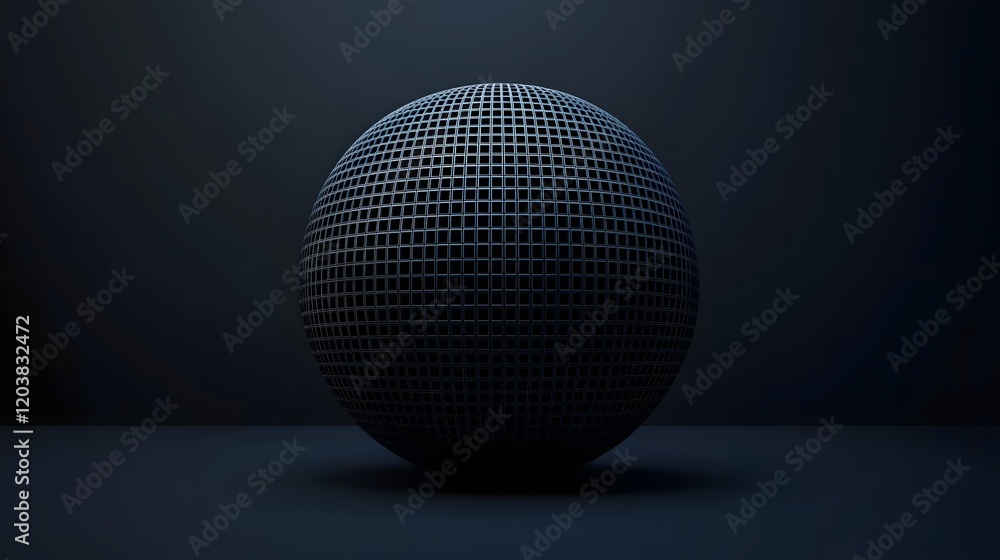 Poster futuristic sphere with abstract grid design in minimal corporate style