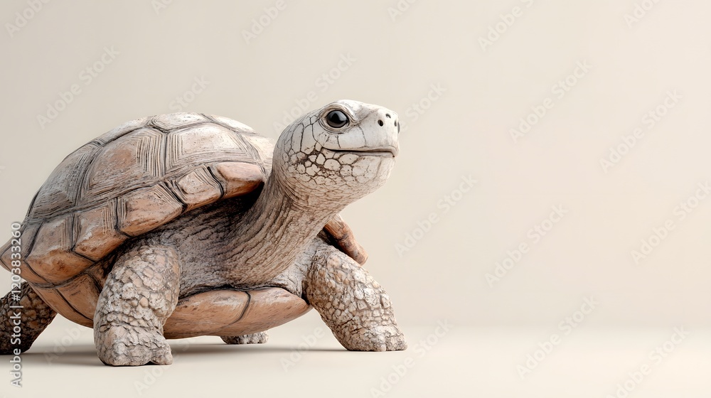 Aufkleber smiling turtle with planet-inspired shell in earthy clay texture 3d
