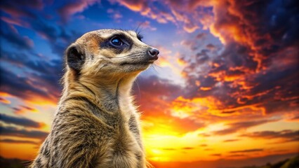 Meerkat Zoo Double Exposure: Wildlife Photography Stock Image