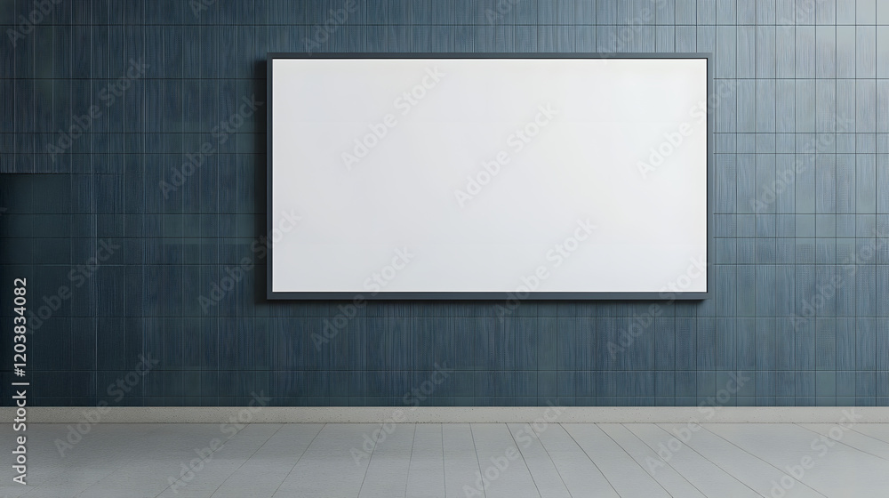 Aufkleber vertical blank signboard in subway station with modern architecture and commuters