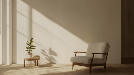 Chair placed in a tranquil corner with sunlight.