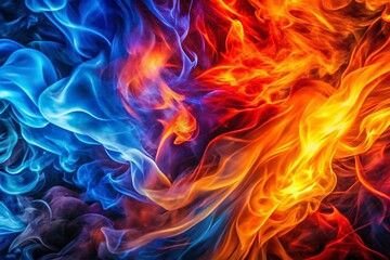 Fototapeta premium Mesmerizing Fire Patterns: Vivid Colors & Abstract Flames - Stock Photo