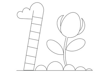 WebGrowth plant processing  continuous one line art and isolated outline minimalist vector illustration