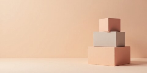 Pastel-colored cubes arranged in a minimalist stack against a neutral backdrop, ideal for product display or design inspiration.