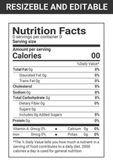 Nutrition facts and vitamin facts, Supplement facts template