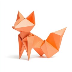 Origami fox, paper craft, studio shot, decorative art
