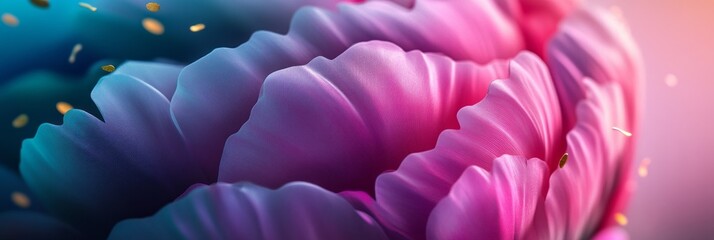 Close-up of a vibrant, stylized flower.  Shimmering colors and soft petals.