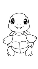 Generative AI. Turtle Coloring Page For Kids In Cute Style. Vertical. Ready To print