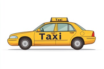Taxi isolated on white background. Taxi icon. Cab isolated on white. Cab icon. Cab Car. Taxi Car Isolated element on white for Designers. Isolated Taxi Design Element. Cab Car Isolated on white.