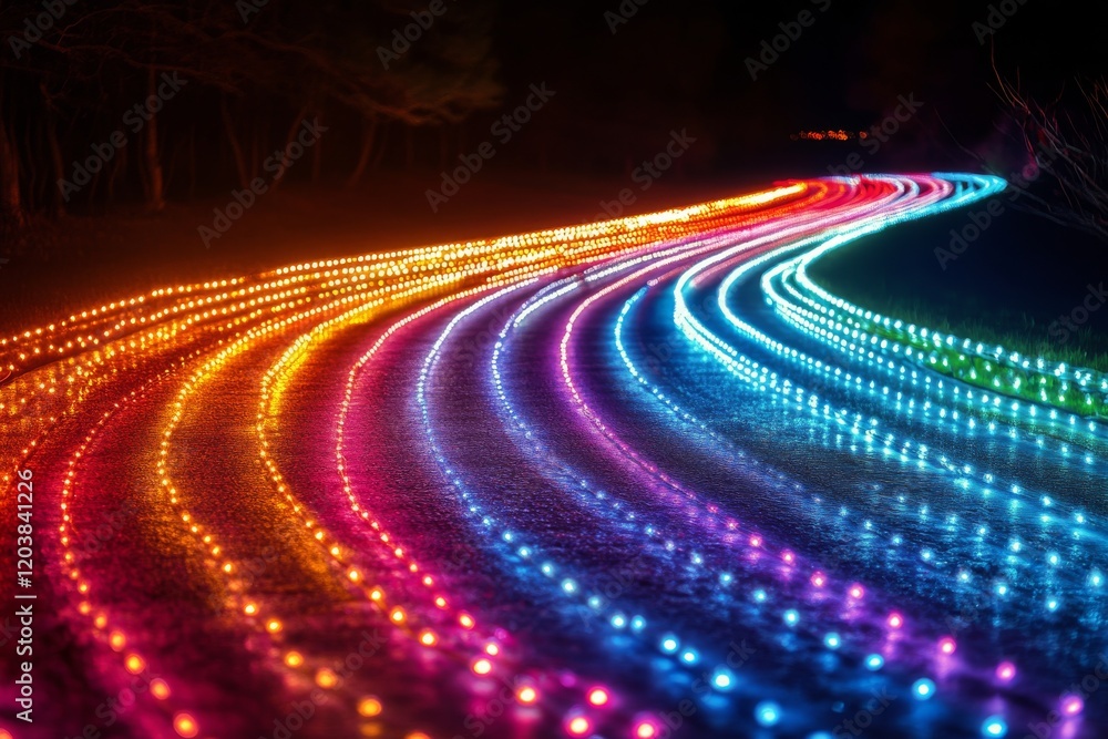 Poster colorful light streaks create a dynamic abstract pattern in vibrant hues