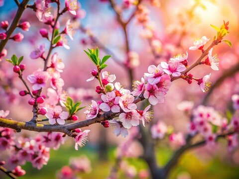 Miniature Cherry Plum Tree Blossoms in Spring - Tilt-Shift Photography