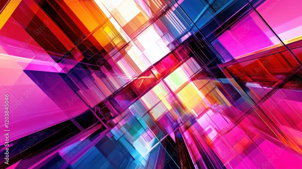 Poster abstract colorful geometric intersecting shapes design